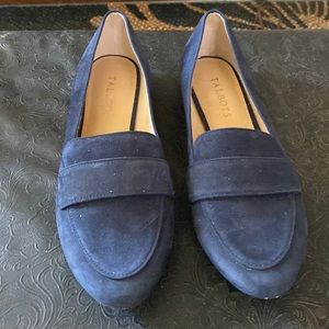 Navy Blue suede penny loafers. Size 9 Talbots brand shoes.
